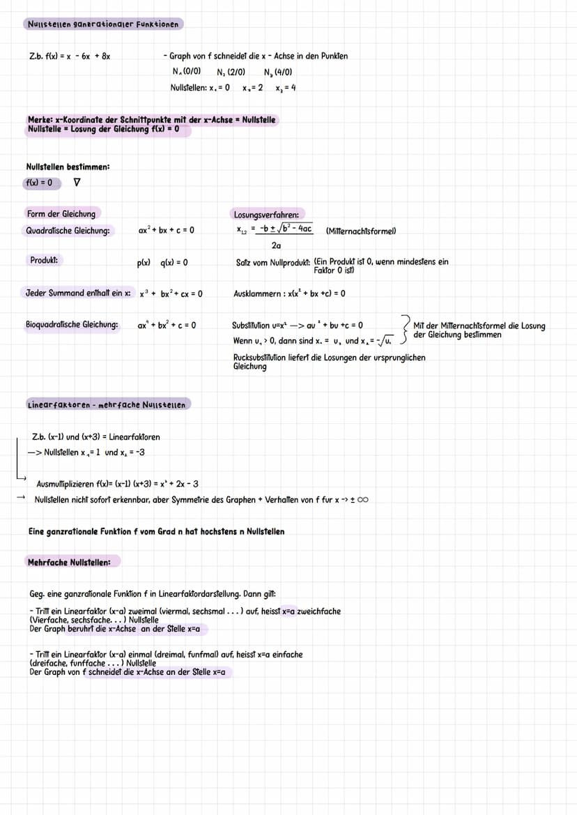 Funktionen
Definitionsmenge: Menge aller x-Werte, die man in die Funktion einsetzen darf
Wertemenge: Alle y-Werte der Punkte auf dem Graphen