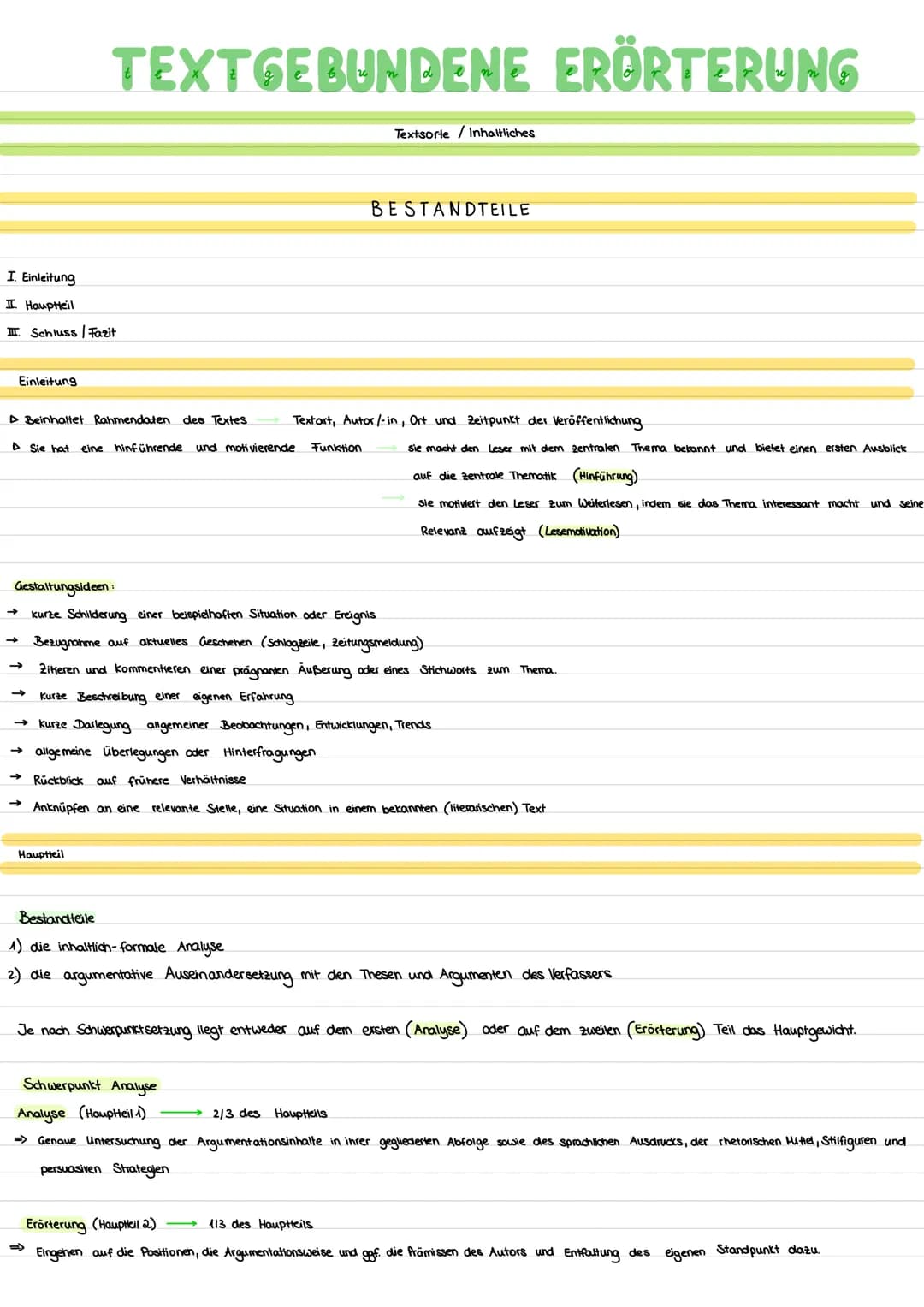 I. Einleitung
II. Haupteil
II Schluss Fazit
Einleitung
▷ Beinhaltet Rahmendaten des Textes
▷ Sie hat.
->>
Gestaltungsideen:
→>>
→
TEXTGEBUND