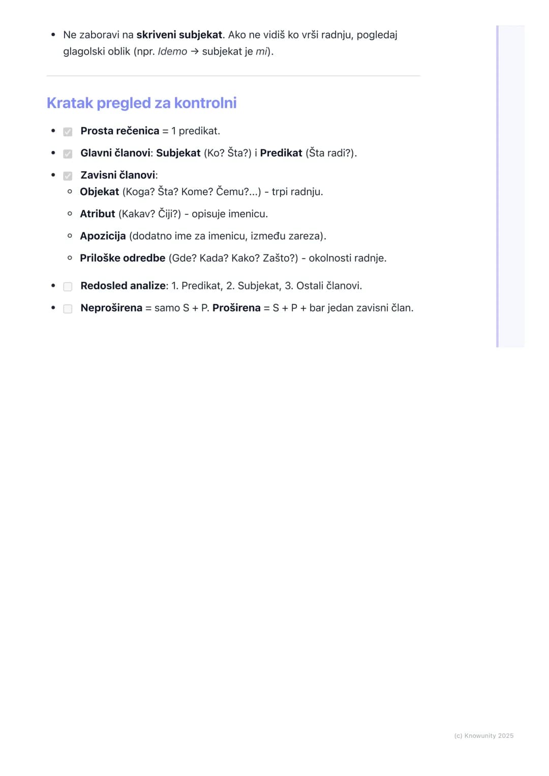 # Prosta rečenica

Uvod u prostu rečenicu

Prosta rečenica je misao iskazana sa jednim predikatom. To je osnovna jedinica
govora. Sve složen