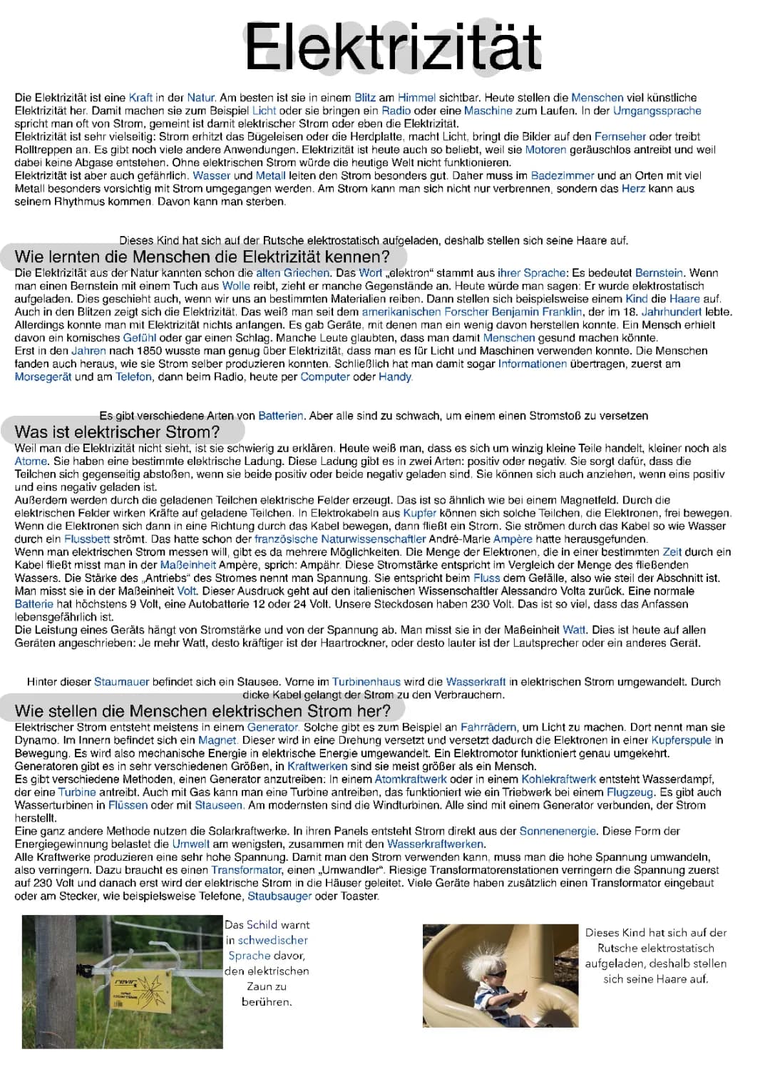Die Geschichte und Nutzung der Elektrizität