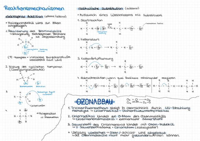 Die radikalische Substitution
Um diesen Reaktionstypen schrittweise nachvollziehen zu können, schreibt man den Reaktionsverlauf häufig in Te