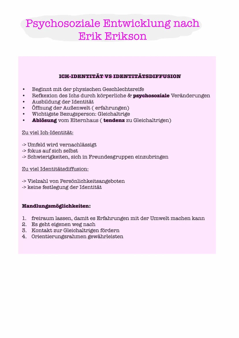 Psychosoziale Entwicklung nach
Erik Erikson r
1. Urvertrauen vs Urmisstrauen
2. Autonomie vs Selbstzweifel
3. Initiative vs Schuldgefühle
4.
