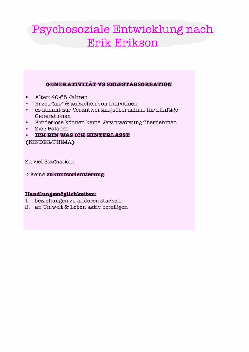 Psychosoziale Entwicklung nach
Erik Erikson r
1. Urvertrauen vs Urmisstrauen
2. Autonomie vs Selbstzweifel
3. Initiative vs Schuldgefühle
4.