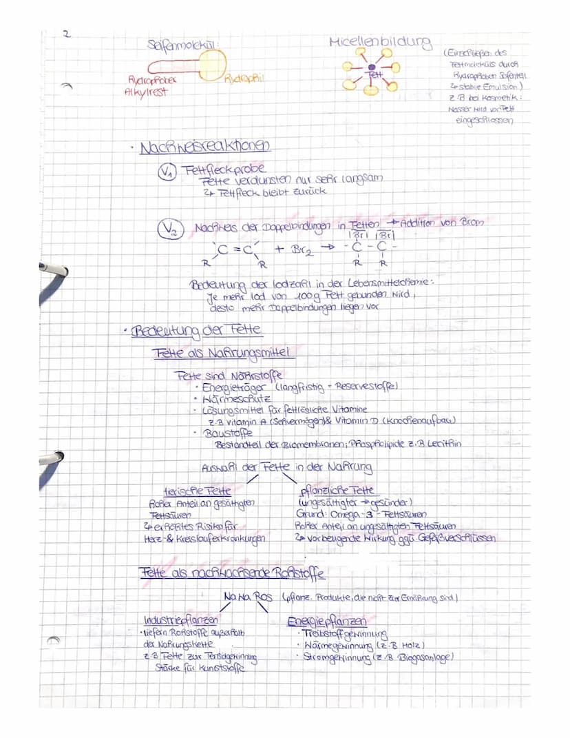 Kondensation:
Verbindung
zheier Molekule
unter Abspaltung
eines kleinen
Molekuls (z.B
Hasser, Ammmak)
Chemie
Fette
2 natürlich vorkommende V