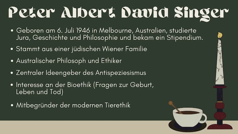Ethik Q1
Lena-Jasmin Terfoorth
Peter
Singer
C Inhaltsangabe
● Kurzbiografie Peter Singer
Der (Präferenz-)utilitarismus
Der Personen-Begriff
