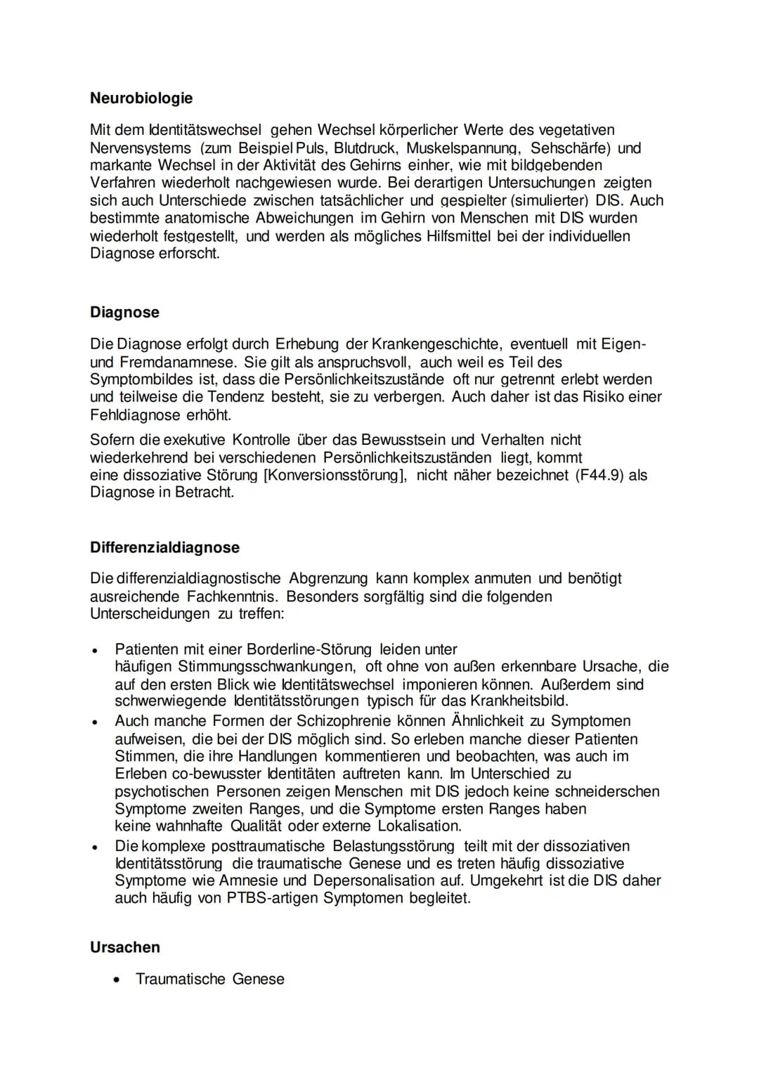 Dissoziative Identitätsstörung (DIS)
Die dissoziative Identitätsstörung (DIS) (nach DSM-5 und ICD-11) ist dadurch
gekennzeichnet, dass versc