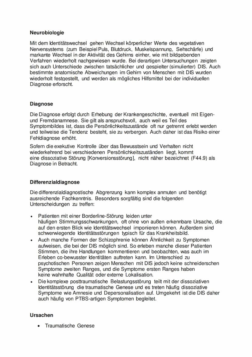 Dissoziative Identitätsstörung (DIS)
Die dissoziative Identitätsstörung (DIS) (nach DSM-5 und ICD-11) ist dadurch
gekennzeichnet, dass versc