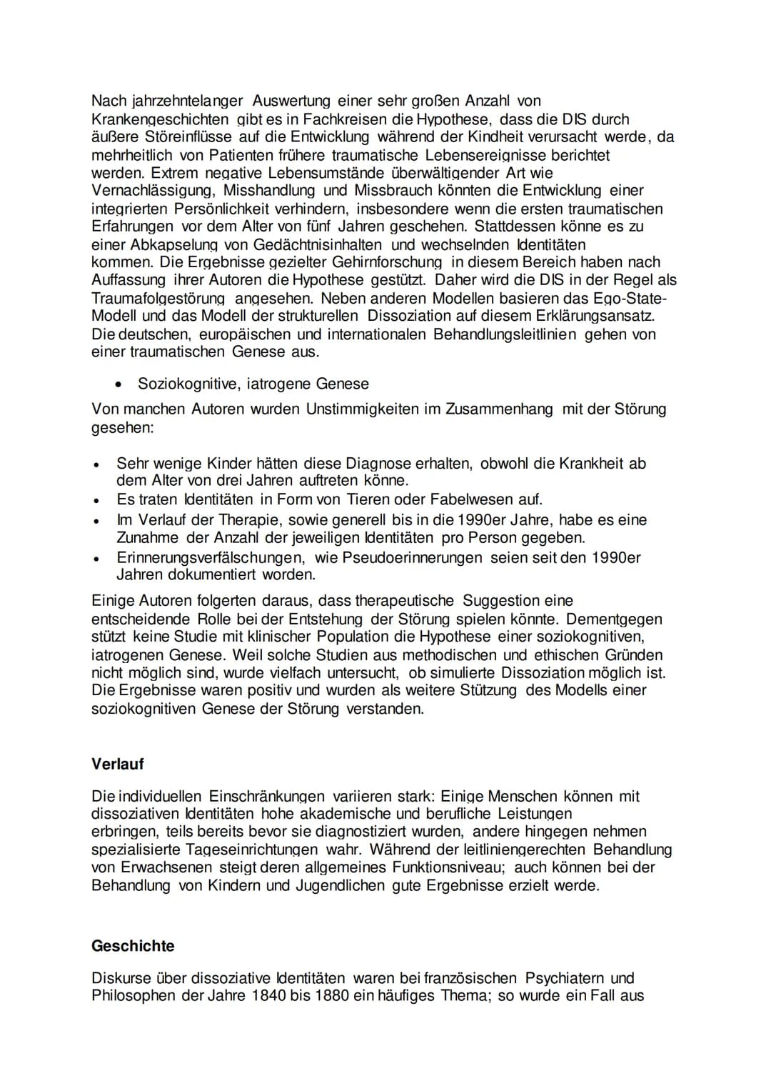 Dissoziative Identitätsstörung (DIS)
Die dissoziative Identitätsstörung (DIS) (nach DSM-5 und ICD-11) ist dadurch
gekennzeichnet, dass versc