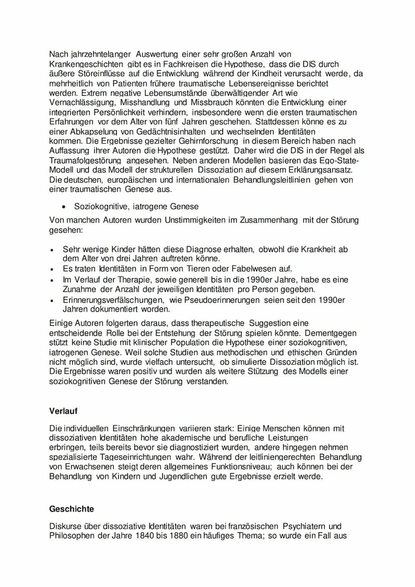 Dissoziative Identitätsstörung (DIS)
Die dissoziative Identitätsstörung (DIS) (nach DSM-5 und ICD-11) ist dadurch
gekennzeichnet, dass versc