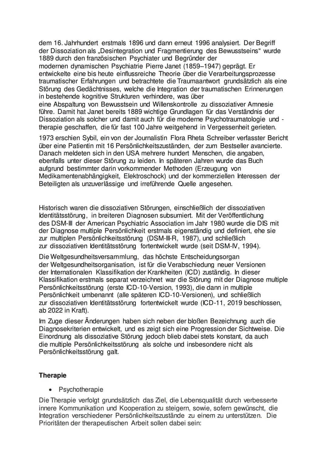 Dissoziative Identitätsstörung (DIS)
Die dissoziative Identitätsstörung (DIS) (nach DSM-5 und ICD-11) ist dadurch
gekennzeichnet, dass versc