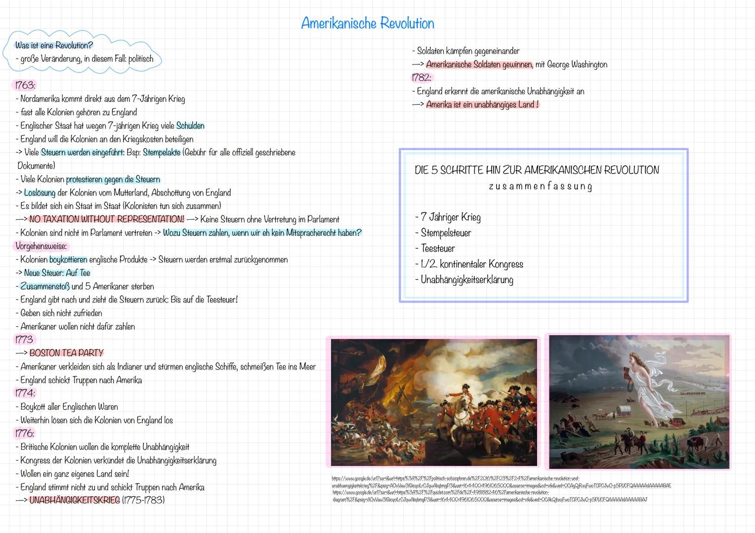 Was ist eine Revolution?
- große Veränderung, in diesem Fall: politisch

1763:
- Nordamerika kommt direkt aus dem 7-Jährigen Krieg
- fast al