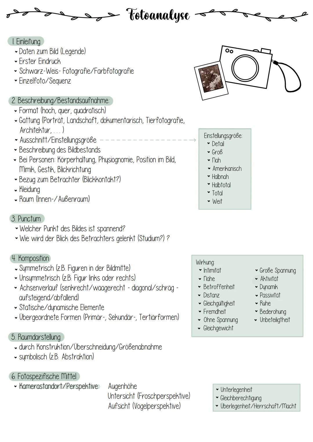 # Fotoanalyse

I Einleitung
*   Daten zum Bild (Legende)
*   Erster Eindruck
*   Schwarz-Weis-Fotografie/Farbfotografie
*   Einzelfoto/Seque