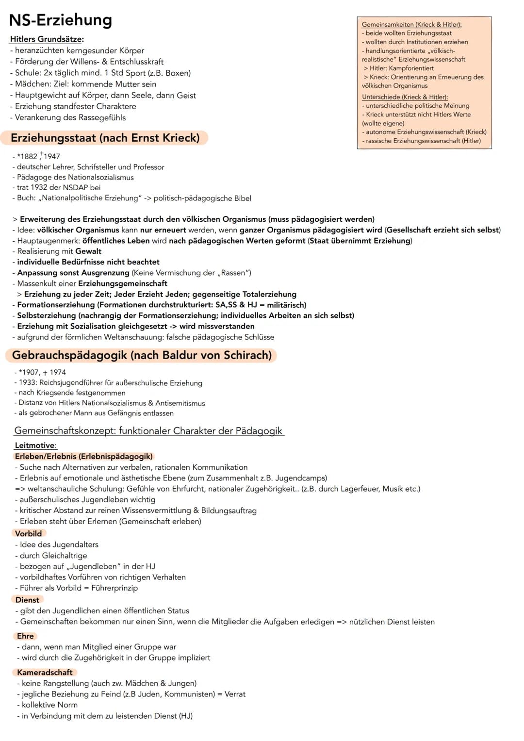 NS-Erziehung
Hitlers Grundsätze:
heranzüchten kerngesunder Körper
Förderung der Willens- & Entschlusskraft
Schule: 2x täglich mind. 1 Std Sp