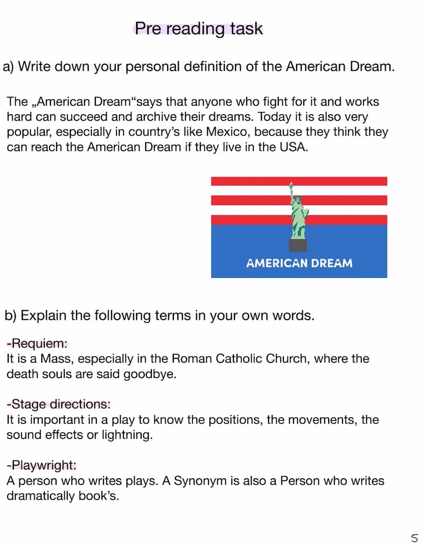 E LK Q? SH: Reading Log: Death of a Salesman
Pre reading tasks:
a) Write down your personal definition of the American Dream. You can also d