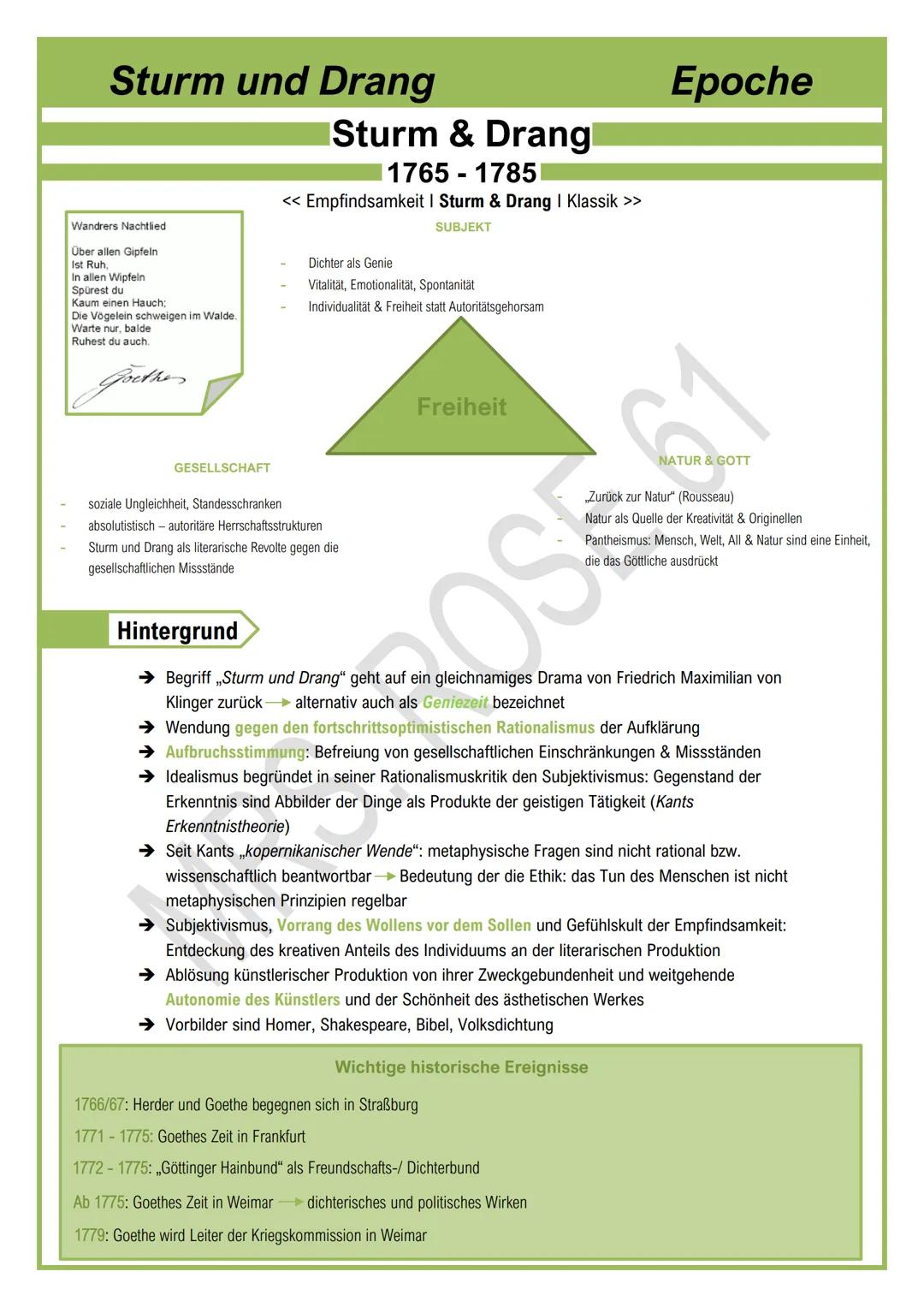 # Sturm und Drang

Wandrers Nachtlied
Über allen Gipfeln
Ist Ruh,
In allen Wipfein
Spürest du
Kaum einen Hauch:
Die Vögelein schweigen im Wa