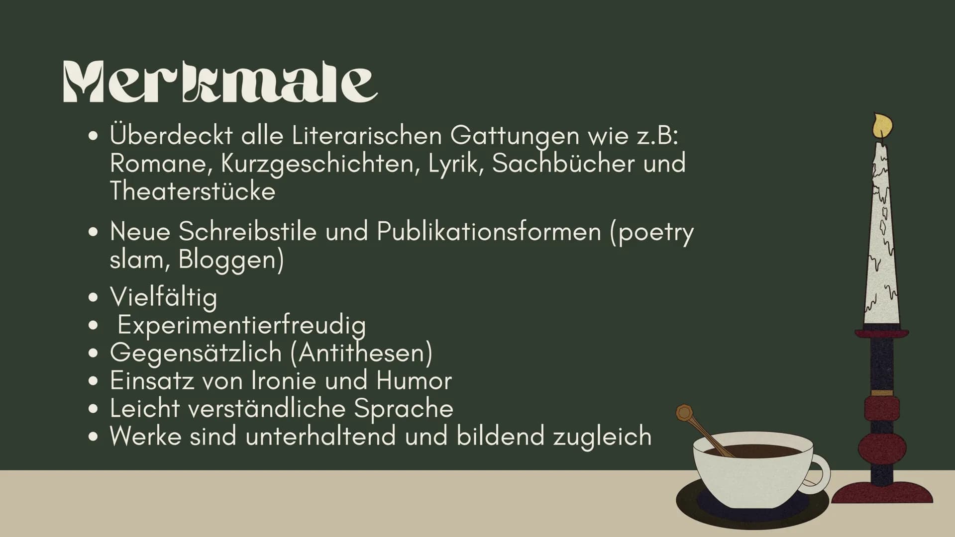 DIE
Gegenwartsliteratur
Von Lanelle, Tuana, Laura und Elif
1
H Themen
Was ist die
Gegenwartsliteratur?
Historische Einordnung
Verhältnis Men