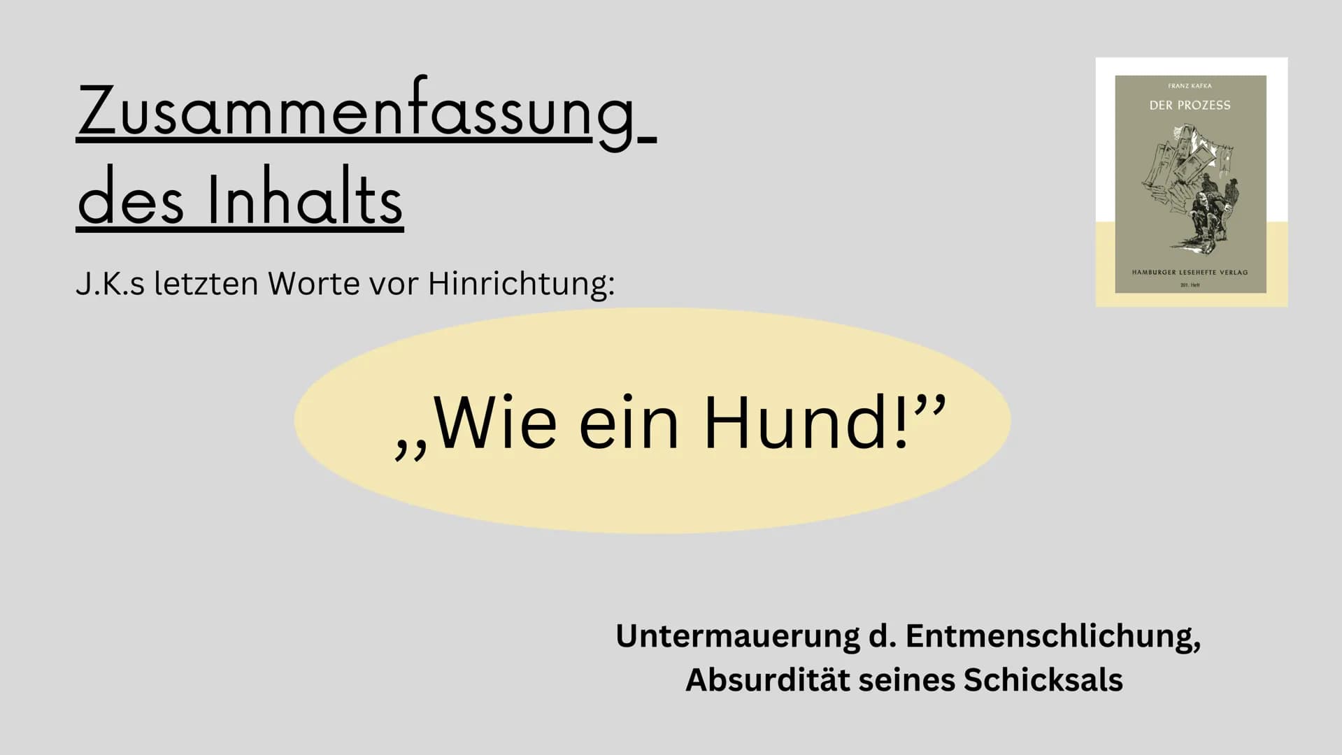 # Kurzpräsentation
# Große Romane des
# 20. Jahrhunderts


,,Der Prozess“ von Franz Kafka


FRANZ KAFKA
DER PROZESS
HAMBURGER LEHEHEFTE VERL