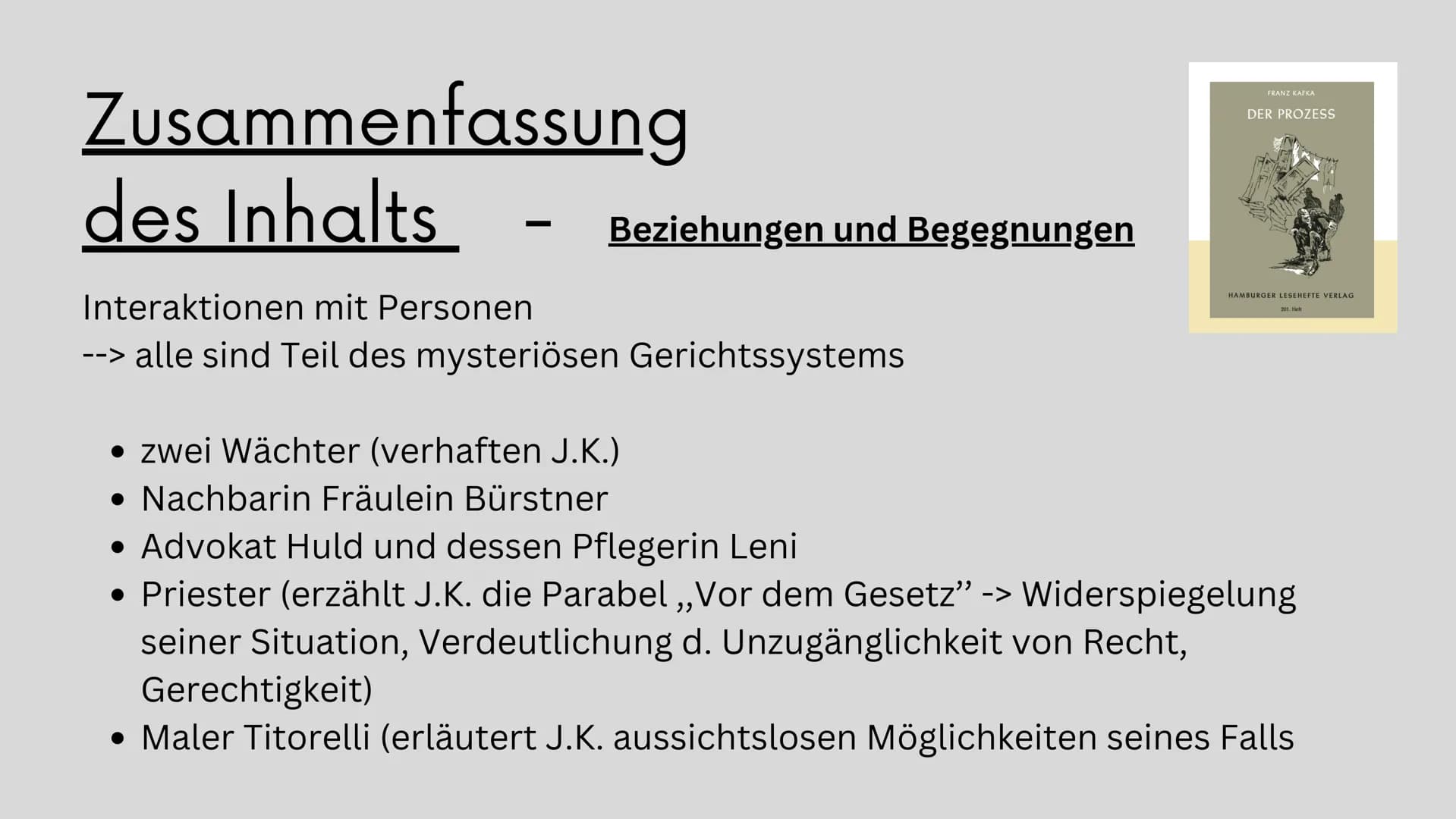 # Kurzpräsentation
# Große Romane des
# 20. Jahrhunderts


,,Der Prozess“ von Franz Kafka


FRANZ KAFKA
DER PROZESS
HAMBURGER LEHEHEFTE VERL