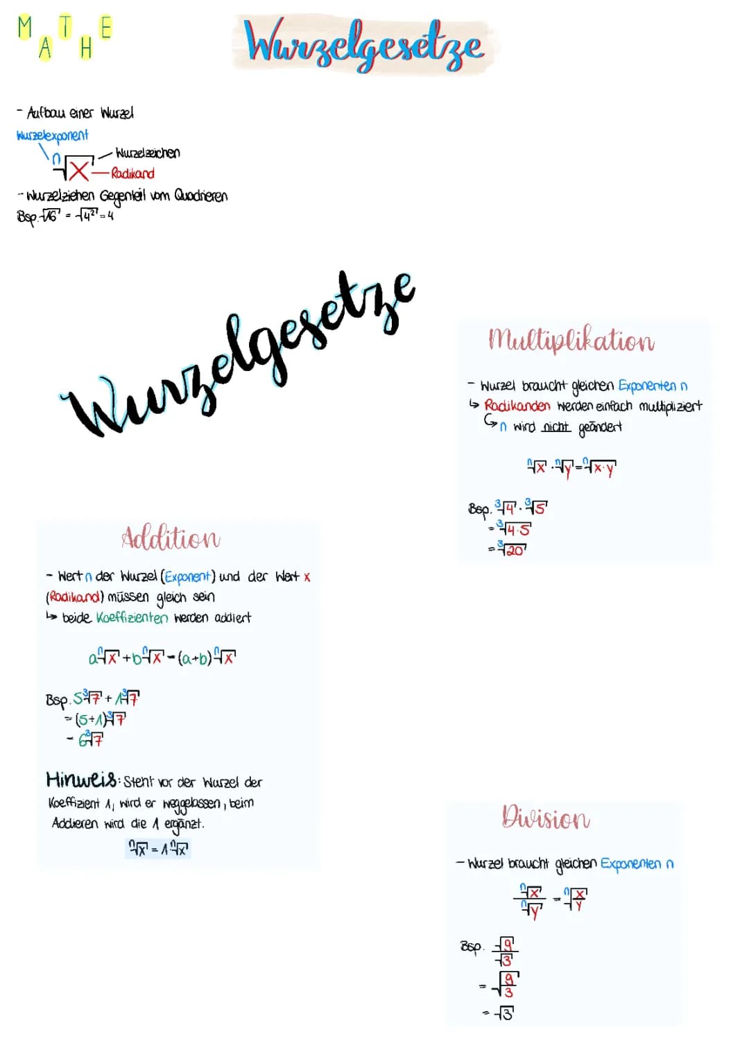 Wurzelgesetze