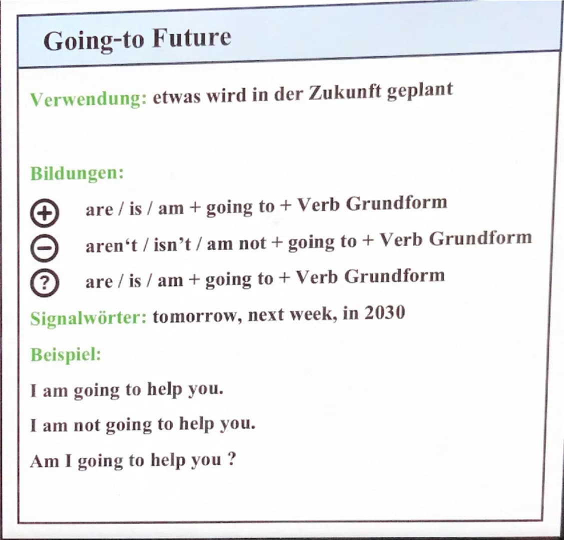 Simple Past
Verwendung: etwas was in der Vergangenheit passiert ist
(abgeschlossene Handlung)
Bildungen:
+ Verbed/2. Verbform (simple past)
