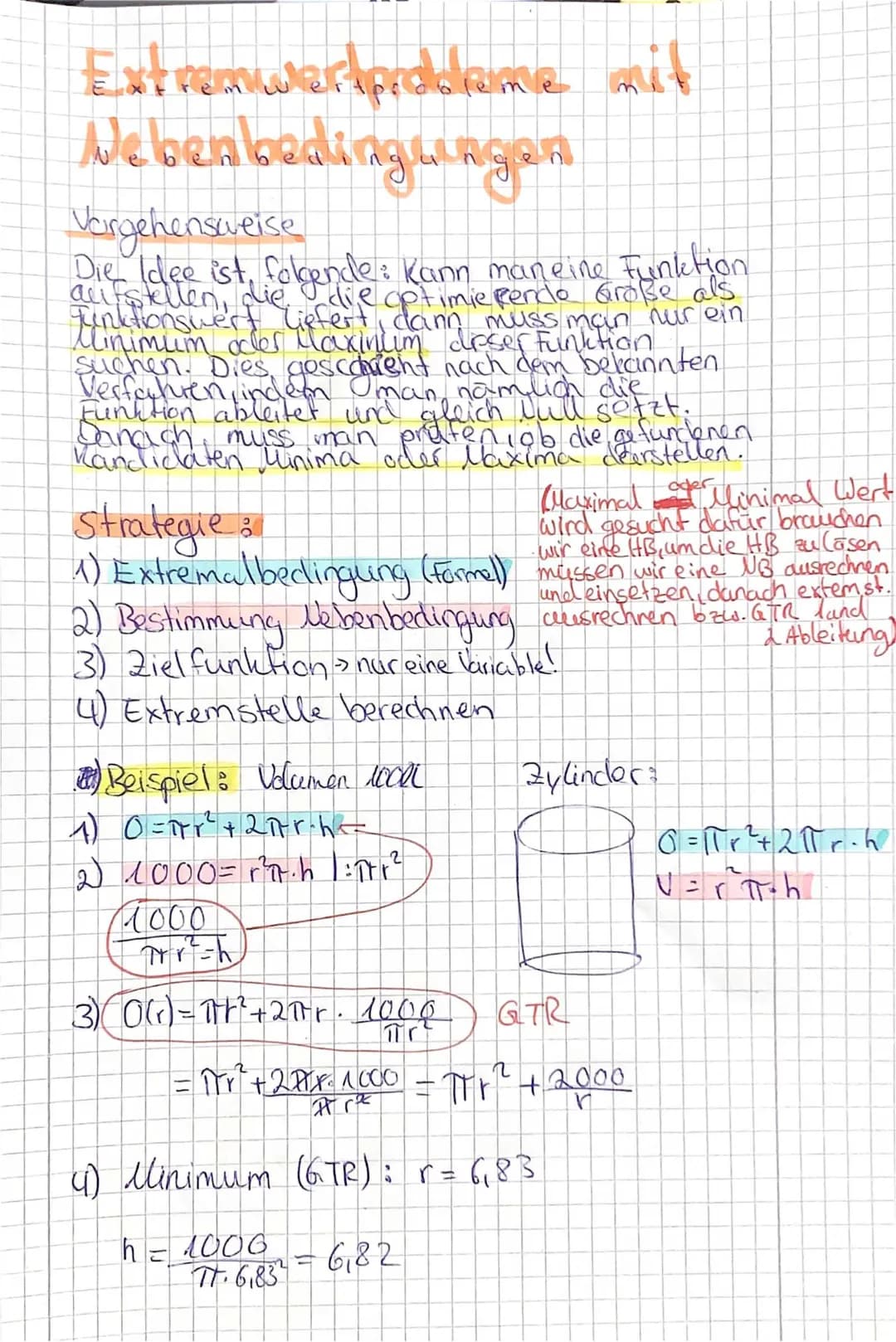 Extremwertprobleme mit Nebenbedingungen 
