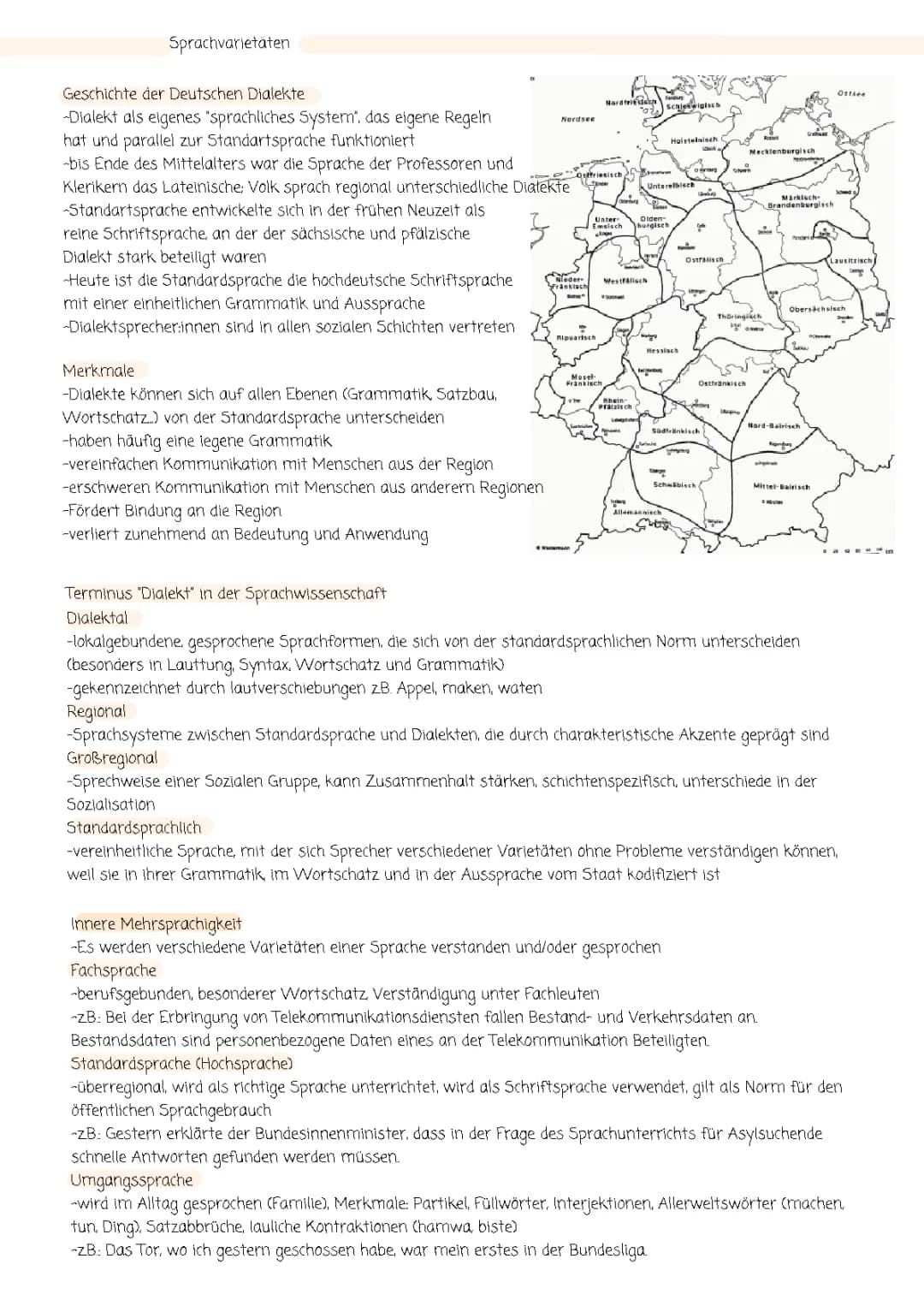 Alle Dialekte in Deutschland - Sprachvarietäten und Sinus-Milieus | Abitur 2023