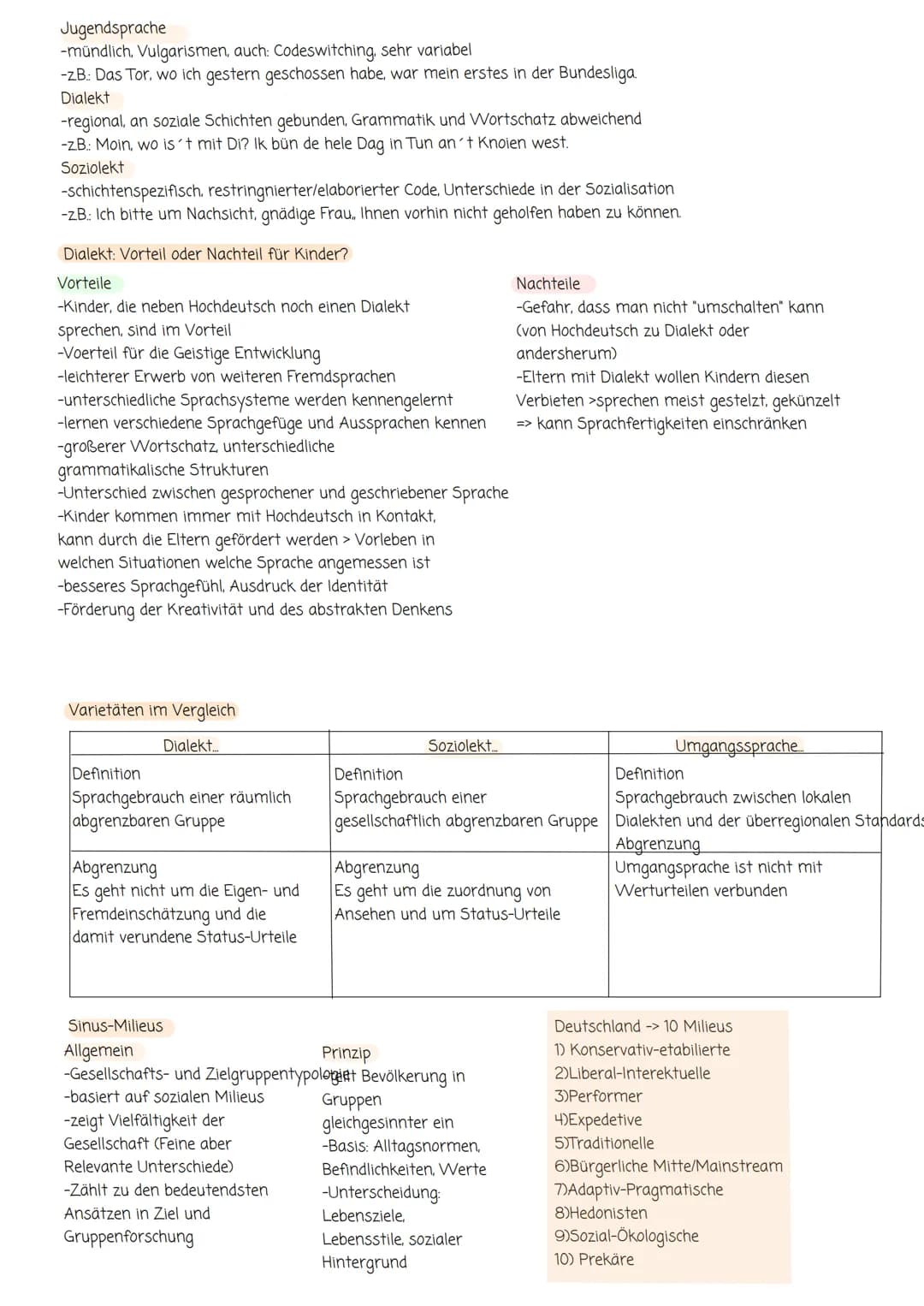 Sprachvarietäten
Geschichte der Deutschen Dialekte
-Dialekt als eigenes "sprachliches System", das eigene Regeln
hat und parallel zur Standa