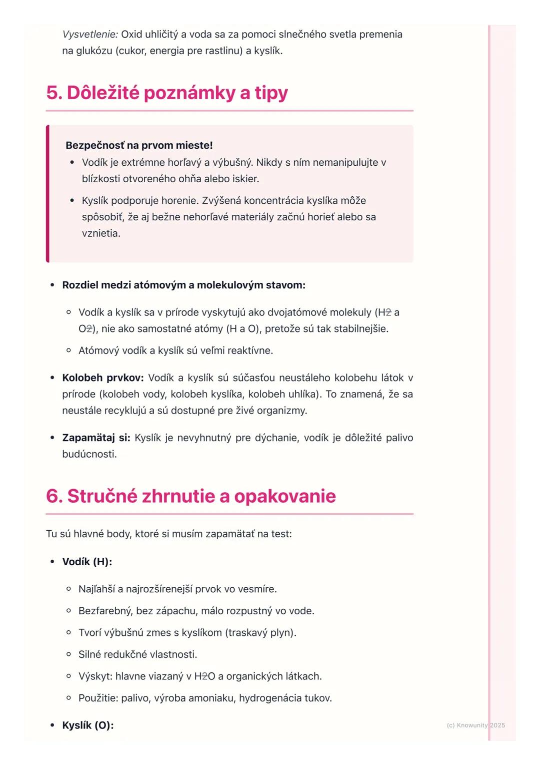 # Vodík a kyslík

## 1. Prehľad a úvod

Dnes si zopakujeme vodík a kyslík, dva z najdôležitejších a najrozšírenejších
prvkov vo vesmíre aj n