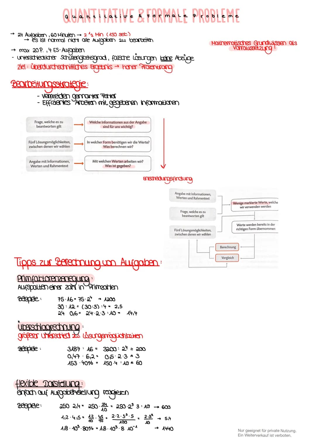 QUANTITATIVE & FORMALE PROBLEME
→ 24 Aufgaben, 60 Minuten → 2 1/2 Min (150 seb.)
→ es ist normal nicht alle Aufgaben zu bearbeiten
→ max 20 