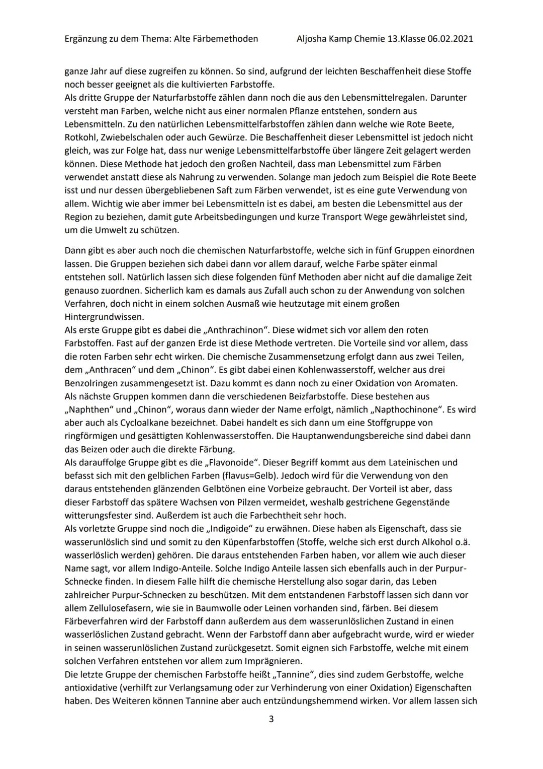 Ergänzung zu dem Thema: Alte Färbemethoden
Ergänzung der Bereiche:
1.
●
1. Welche Arten von Färbemethoden gibt es bei den Naturfarbstoffen?
