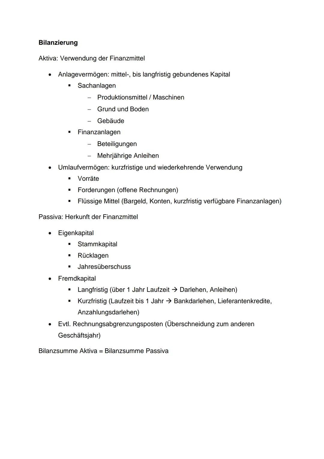 Bilanzierung
Aktiva: Verwendung der Finanzmittel
●
Anlagevermögen: mittel-, bis langfristig gebundenes Kapital
●
■ Sachanlagen
■
■
Beteiligu