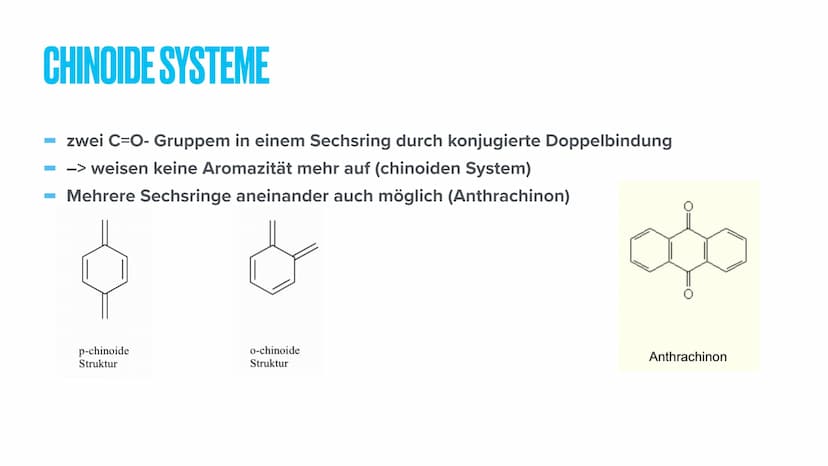 CHINONE INHALTSANGABE
Definition
Chinoide Systeme
Vorkommen
Mesomere Grenzstruckturen
Verwendung DEFINITION
- Große und wichtige Gruppe von 