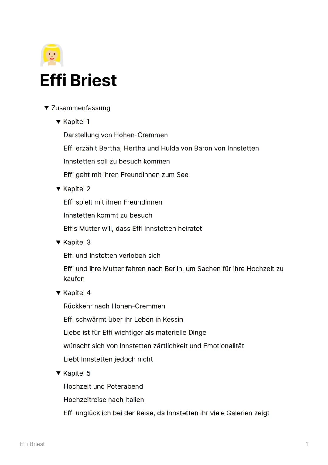 Effi Briest
▼ Zusammenfassung
▼ Kapitel 1
Darstellung von Hohen-Cremmen
Effi erzählt Bertha, Hertha und Hulda von Baron von Innstetten
Innst