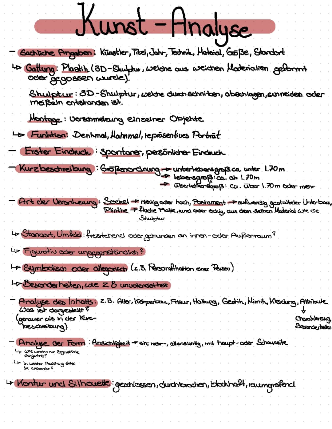 Einfache Bildanalyse Kunst für Kids: PDF mit Beispielen und Formulierungshilfen