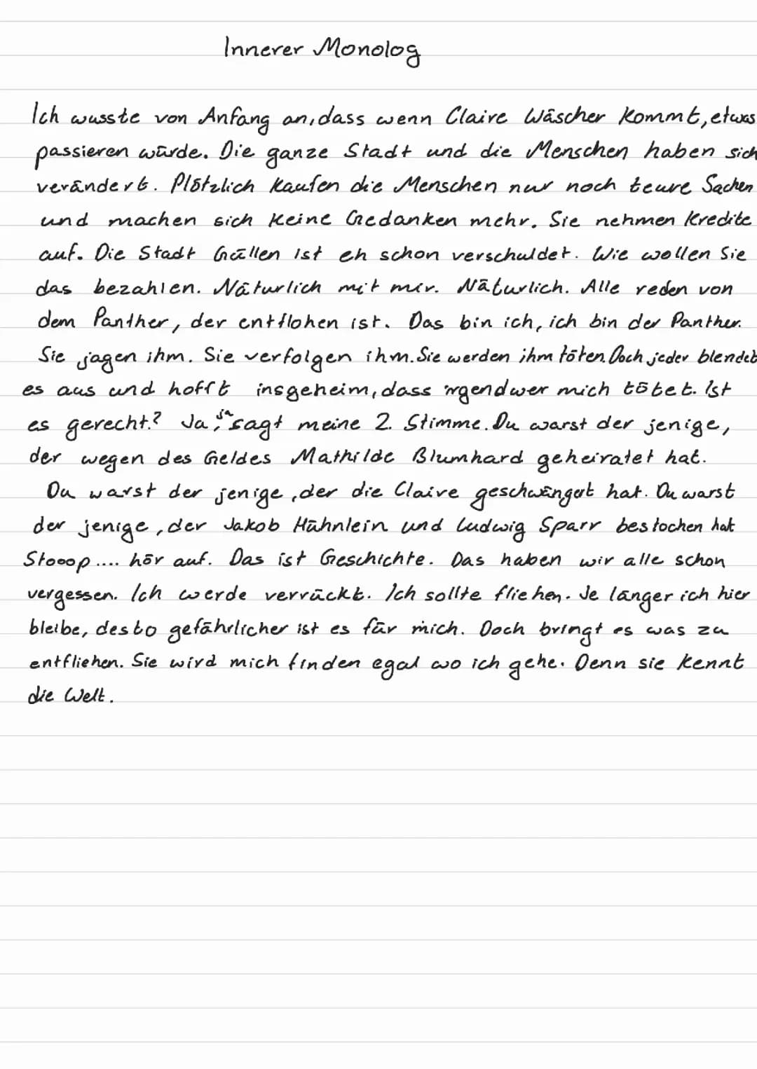 Der Besuch der alten Dame: Innerer Monolog & Zusammenfassungen