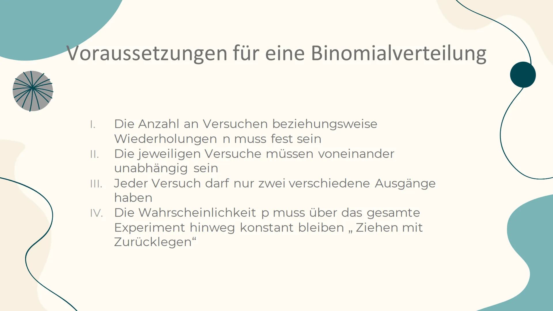 Erwartungswert =E(X) und
Standardabweichung bei der
Binomialverteilung Inhaltsverzeichnis
01 Erwartungswert
02 Herleitung
03
04 Beispielaufg