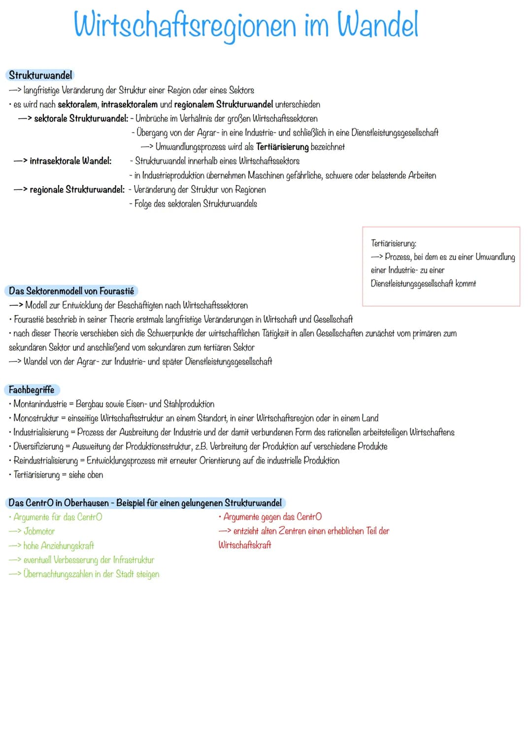 Wirtschaftsregionen im Wandel
Strukturwandel
-> langfristige Veränderung der Struktur einer Region oder eines Sektors
• es wird nach sektora