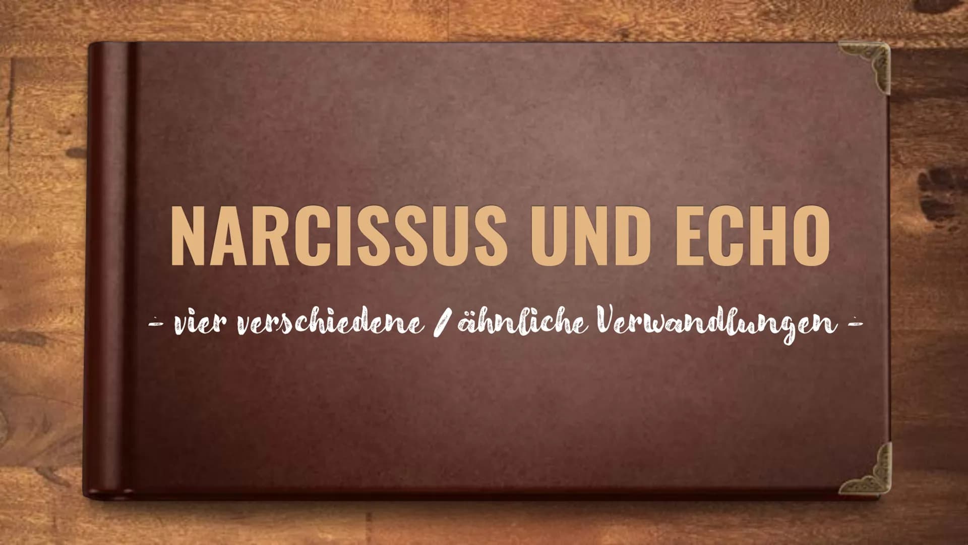 # NARCISSUS UND ECHO

- vier verschiedene / ähnliche Verwandlungen - # Gliederung

- Vorgeschichte
- Echo
- Junos Bestrafung und ihre Tücken