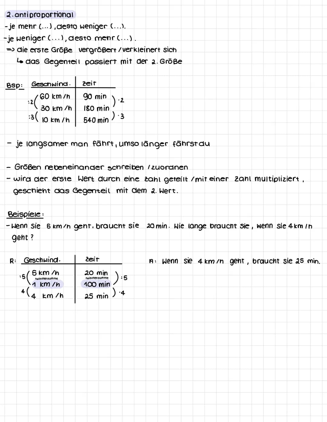 Dreisatz
→ Es geht um zwei Größen und deren vernältnis
2 Arten von Dreisatz: 1. proportional 2. antiproportional
1
1.
proportional
- je mehr