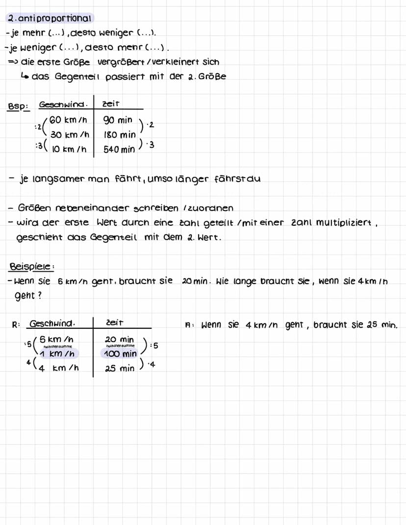 Dreisatz
→ Es geht um zwei Größen und deren vernältnis
2 Arten von Dreisatz: 1. proportional 2. antiproportional
1
1.
proportional
- je mehr