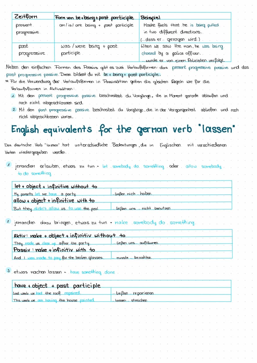 Passive
Das Passive bildest du mit einer Form von be in der jeweiligen Zeitform und dem past participle des. Vollverbs
(infinitive + -ed ode
