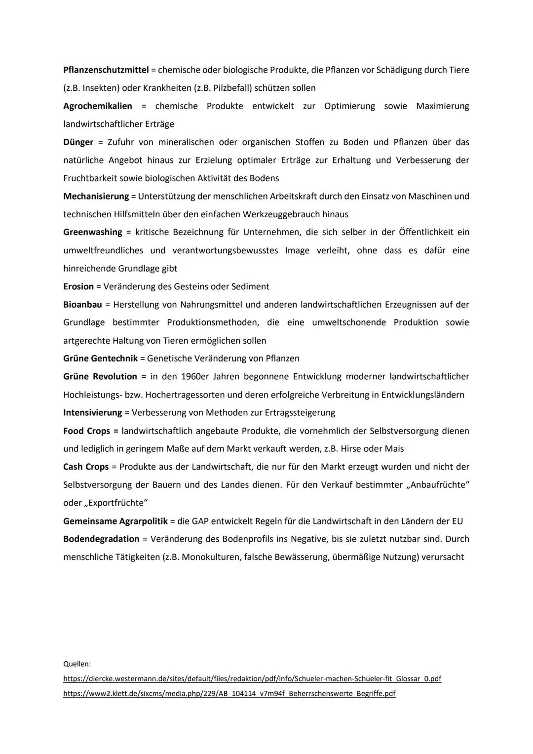 Glossar für Themenbereich ,,Landwirtschaft"
Ökologischer Anbau = besonders ressourcenschonende und umwelterträgliche Wirtschaftsform, die
si