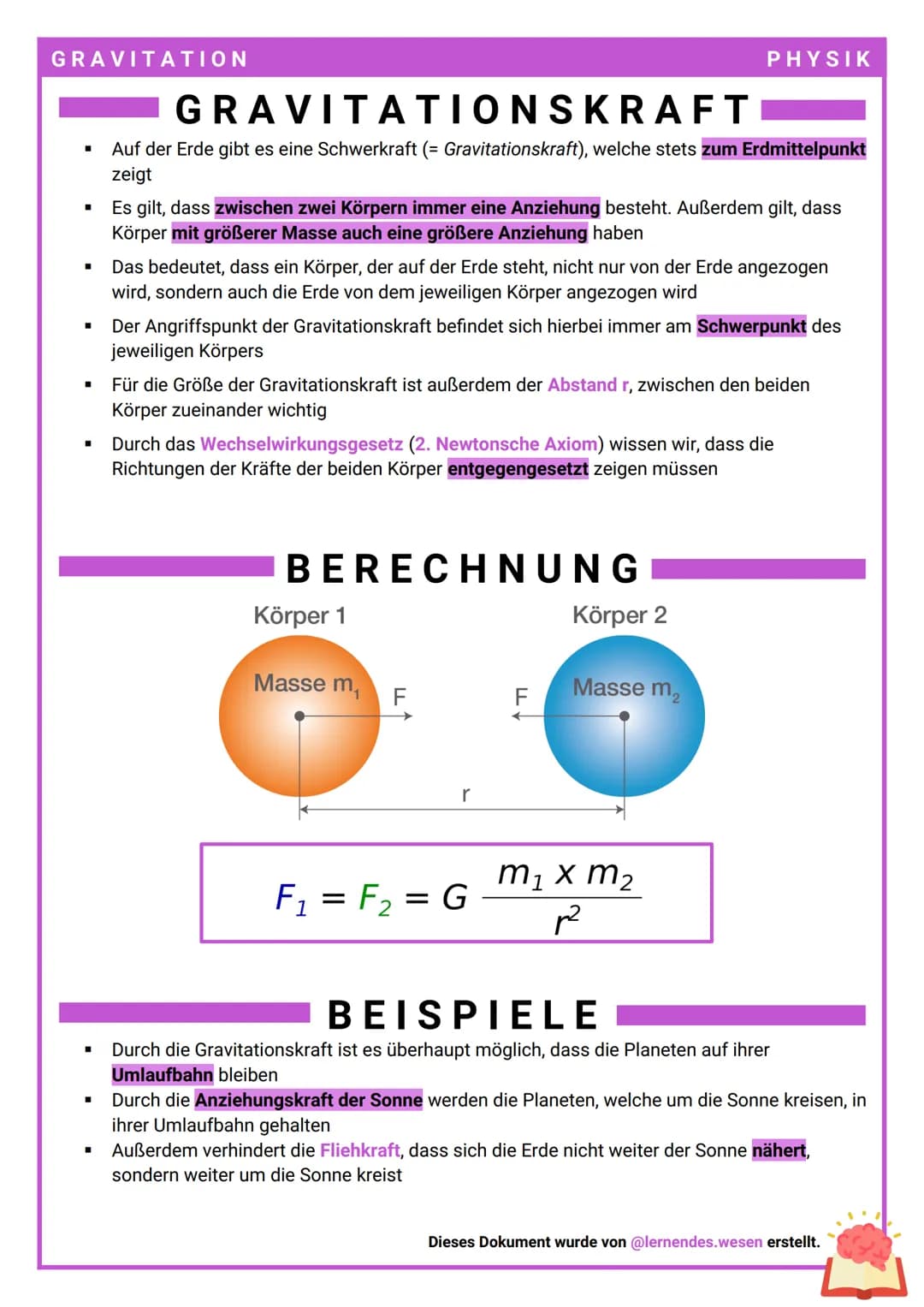 GRAVITATION
■
GRAVITATIONSKRAFT
Auf der Erde gibt es eine Schwerkraft (= Gravitationskraft), welche stets zum Erdmittelpunkt
zeigt
Es gilt, 