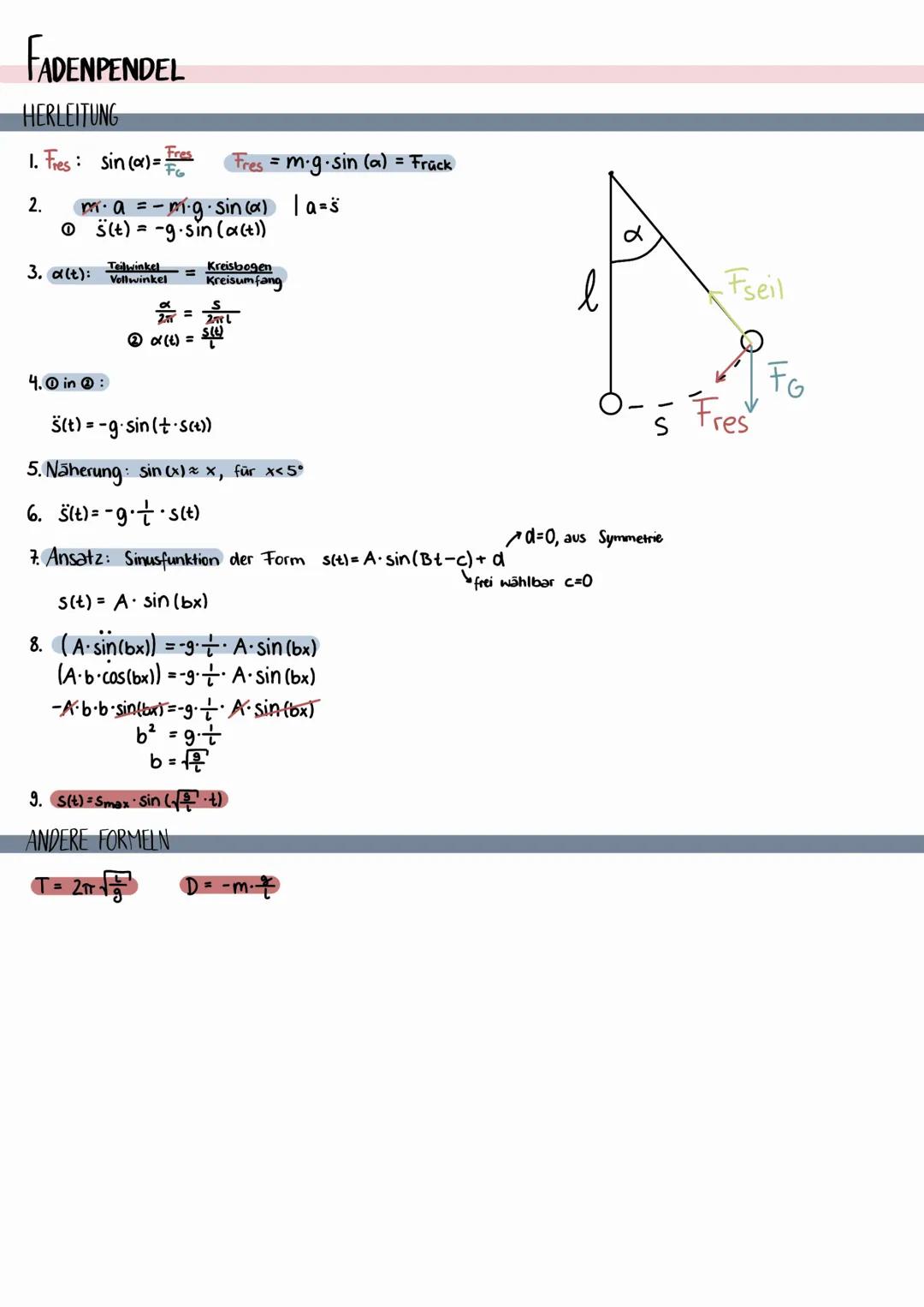 # SCHWINGUNGEN & WELLEN

# HARMONISCHE SCHWINGUNG

*   bei einer harmonischen Schwingung ist die Rückstellkraft proportional zur Auslenkung
