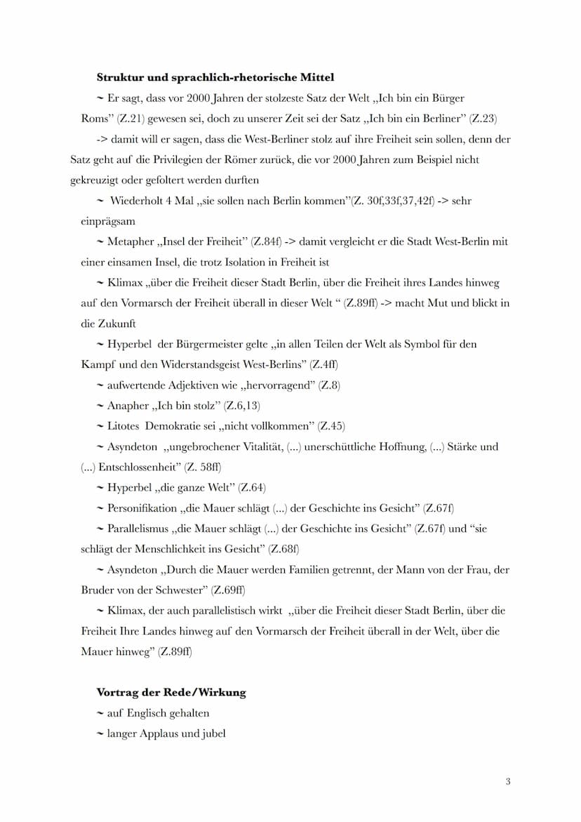 ,,Ich bin ein Berliner"
J. F. Kennedy
1.
Redesituation/politisch-historischer Kontext: Ort, Zeit, Medium, Ideologie
2. Redeinhalt: Thema, Pr