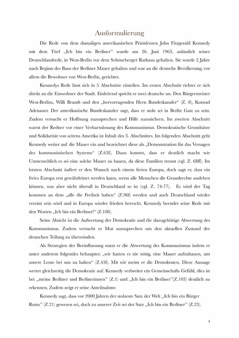 ,,Ich bin ein Berliner"
J. F. Kennedy
1.
Redesituation/politisch-historischer Kontext: Ort, Zeit, Medium, Ideologie
2. Redeinhalt: Thema, Pr