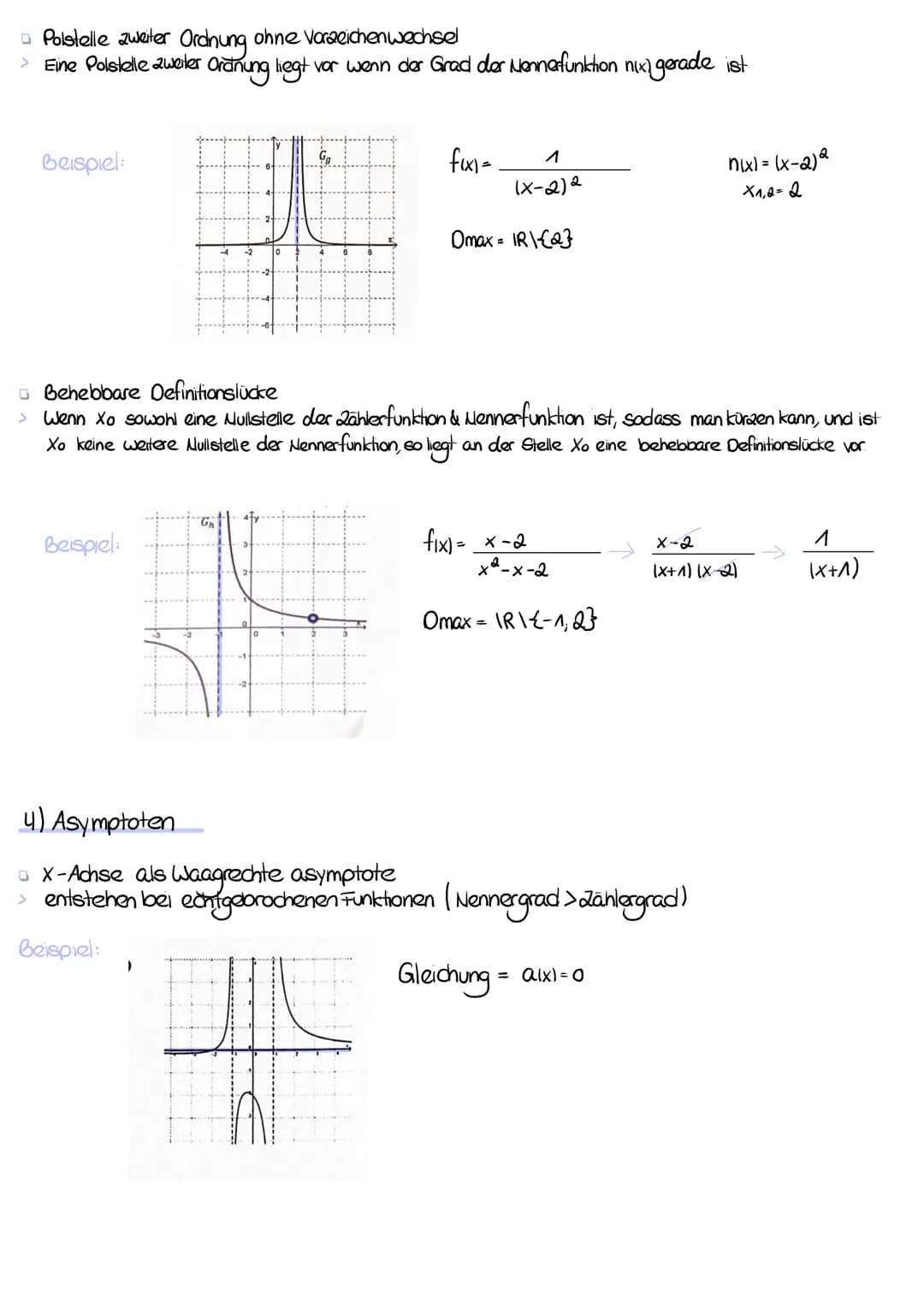 GEBROCHENRATIONALE FUNKTIONEN
1) Echt oder unecht gebrochen rationale Funktionen
0
Echtgebrochenrationale Funktionen: Nennergrad ist größer 