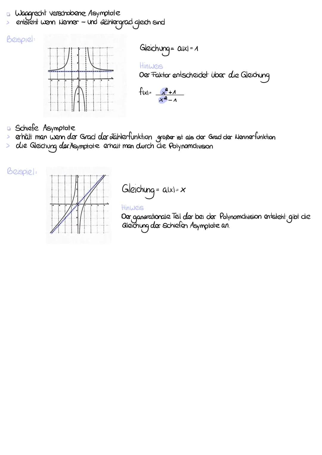 GEBROCHENRATIONALE FUNKTIONEN
1) Echt oder unecht gebrochen rationale Funktionen
0
Echtgebrochenrationale Funktionen: Nennergrad ist größer 