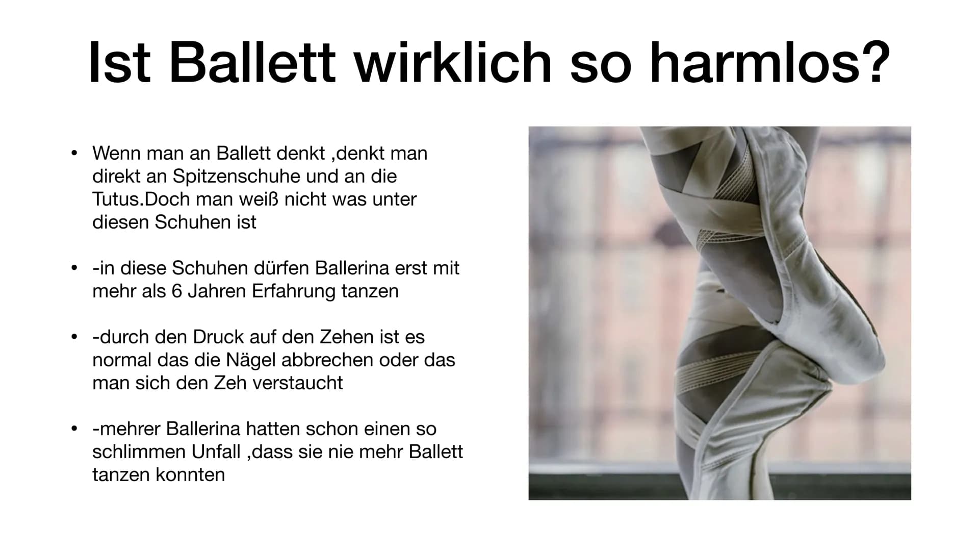 PowerPoint
Präsentation von
Annina
BALLETT Ballett" was ist das?
●
-Ballett ist eine Tanzart wo Disziplin ein Muss ist
• -Ballett ist eine s