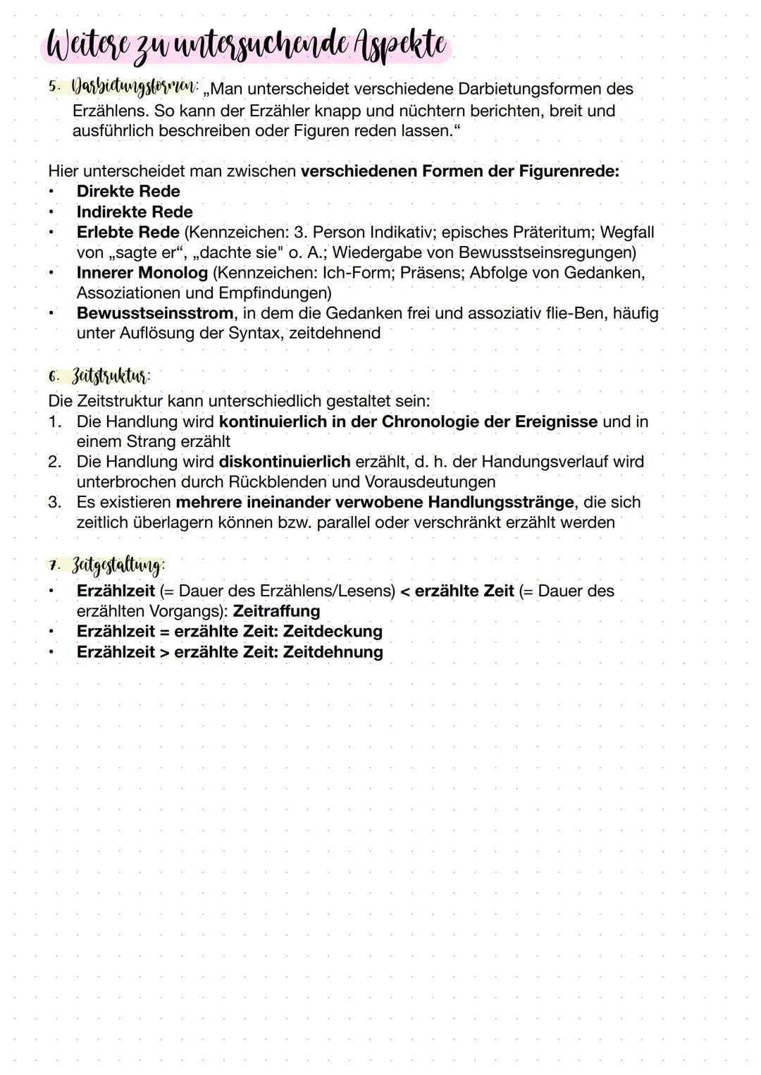 Erzähltextanalyse / Epik-Analyse
1. Einleitung:
Einleitungssatz: Autor, Titel, Erscheinungsjahr, Textart, Thema
→ „Das Stück (Titel) von (Au